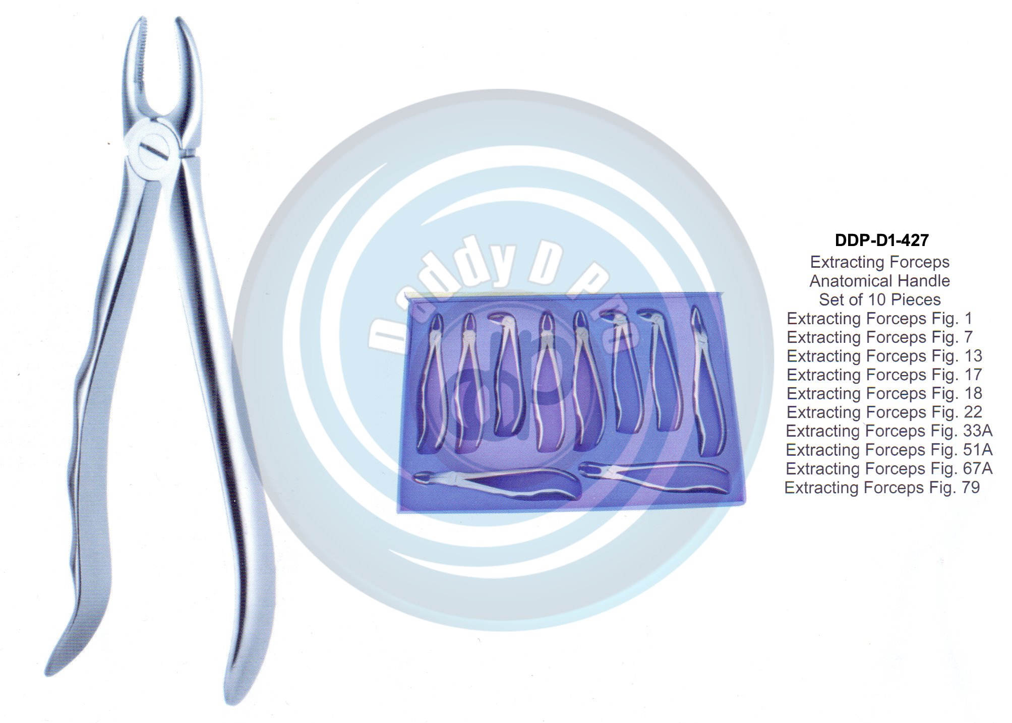 Tooth Extracting Forceps ANATOMICAL HANDLE SET OF 10 PIECES  (english pattern)
