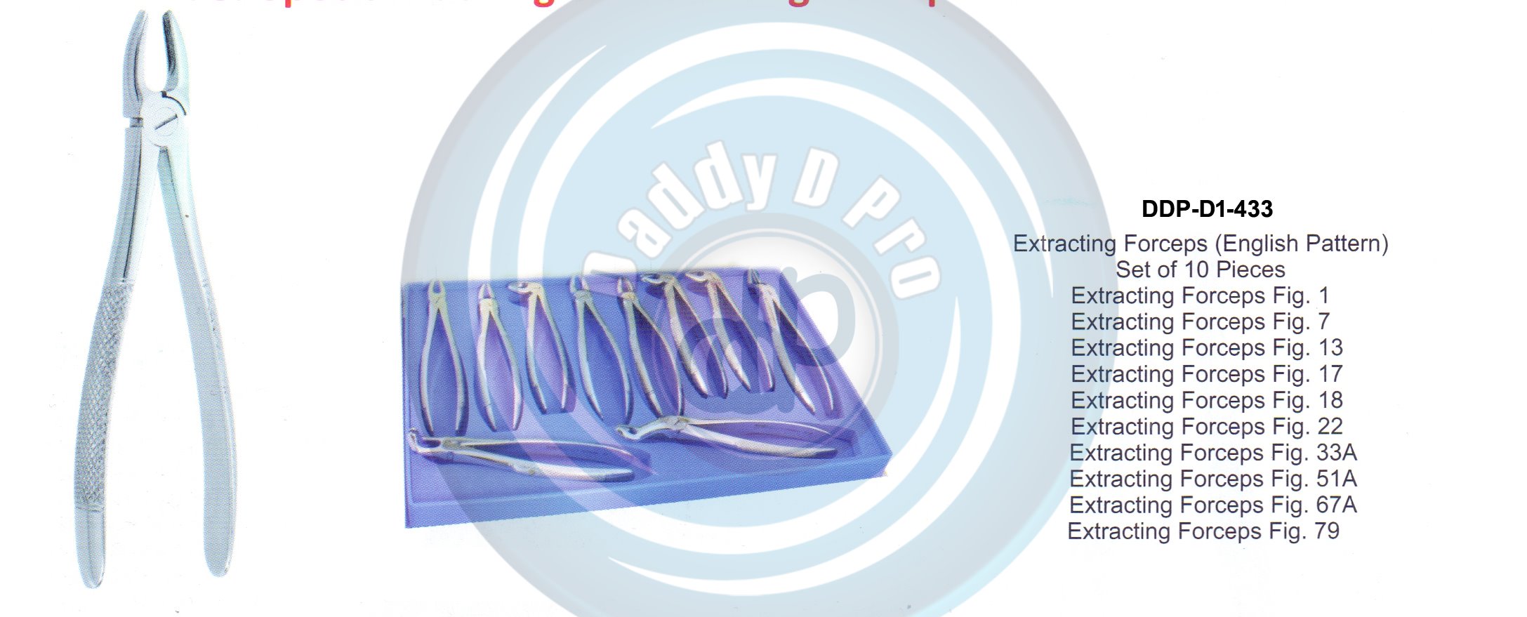 Tooth Extracting Forceps ANATOMICAL HANDLE SET OF 10 PIECES  (english pattern)
