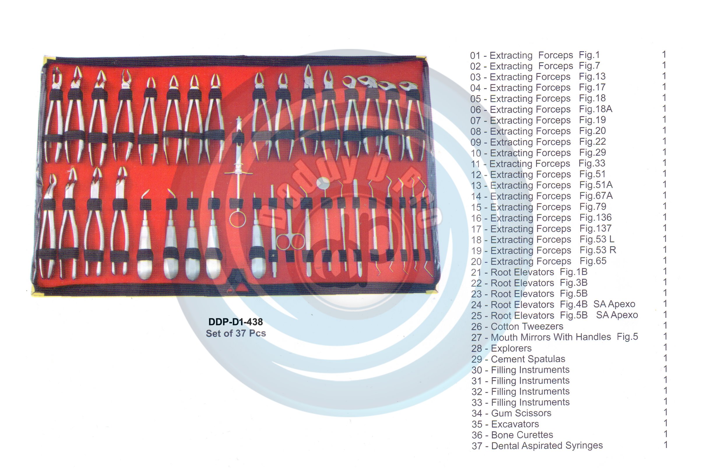 Tooth Extracting Forceps SET OF 37 PIECES    (english pattern)