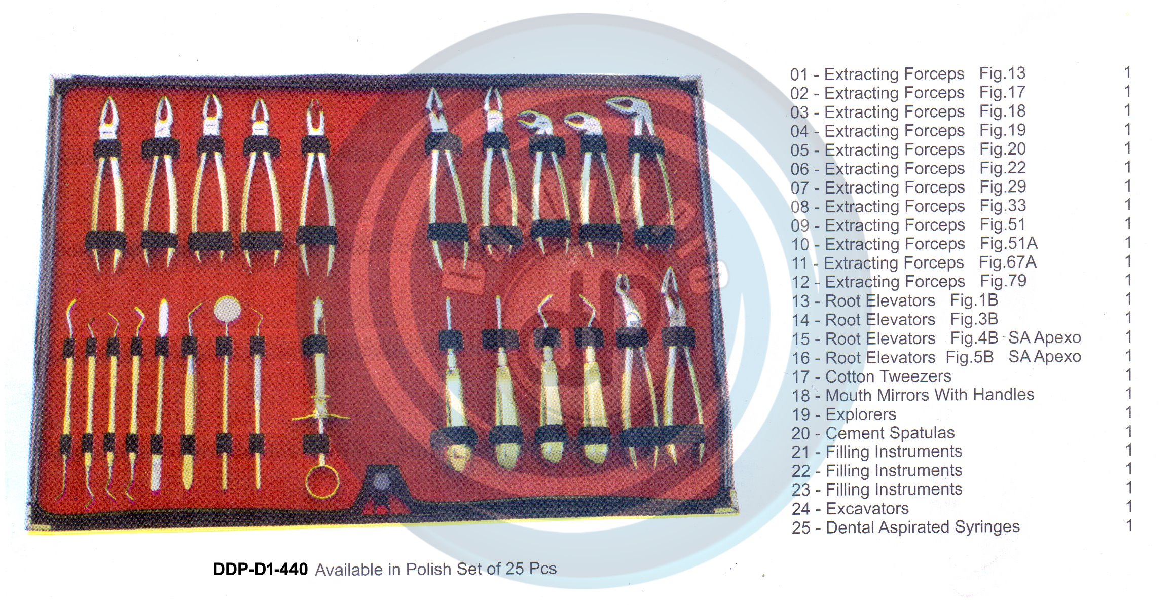 Tooth Extracting Forceps SET OF 26 PIECES (AVAILABLE IN POLISH) (english pattern)