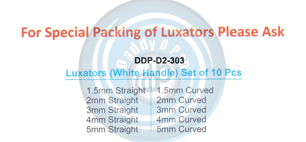 ROOTS ELEVATORS LUXATOR (WHITE HANDLE ) SET OF 10 PCS (FOR SPECIAL PACKING OF LUXATORS PLEASE ASK)