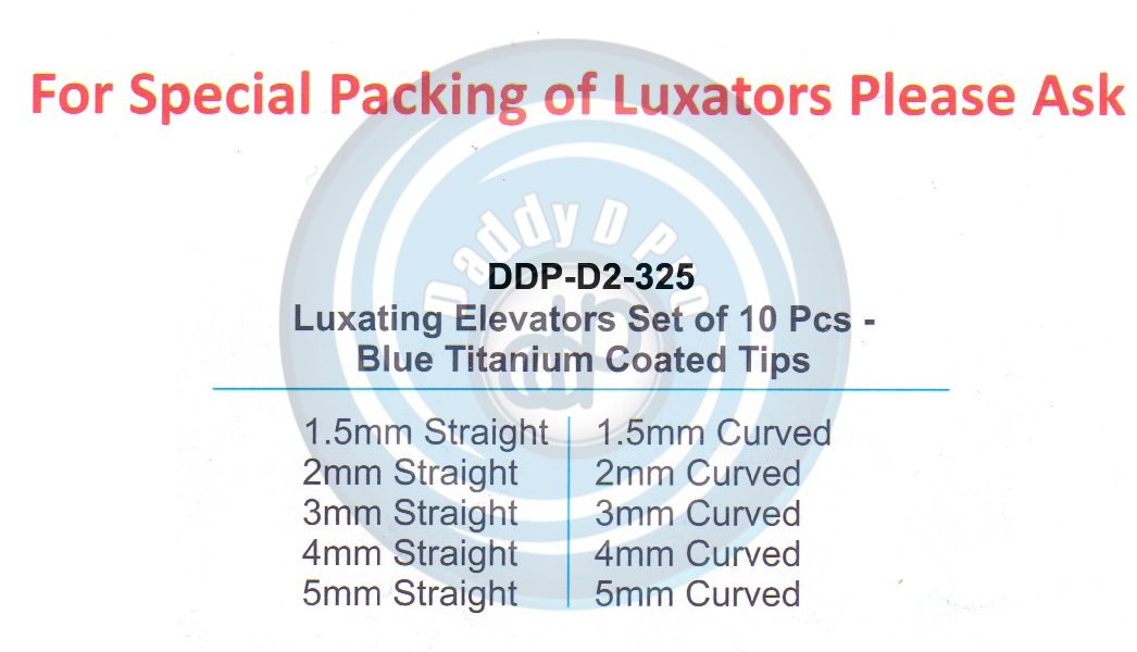 ROOTS ELEVATORS LUXATOR ELEVATORS SET OF 10 PCS- BLUE TITANIUM COATED TIPS 10 PCS KIT