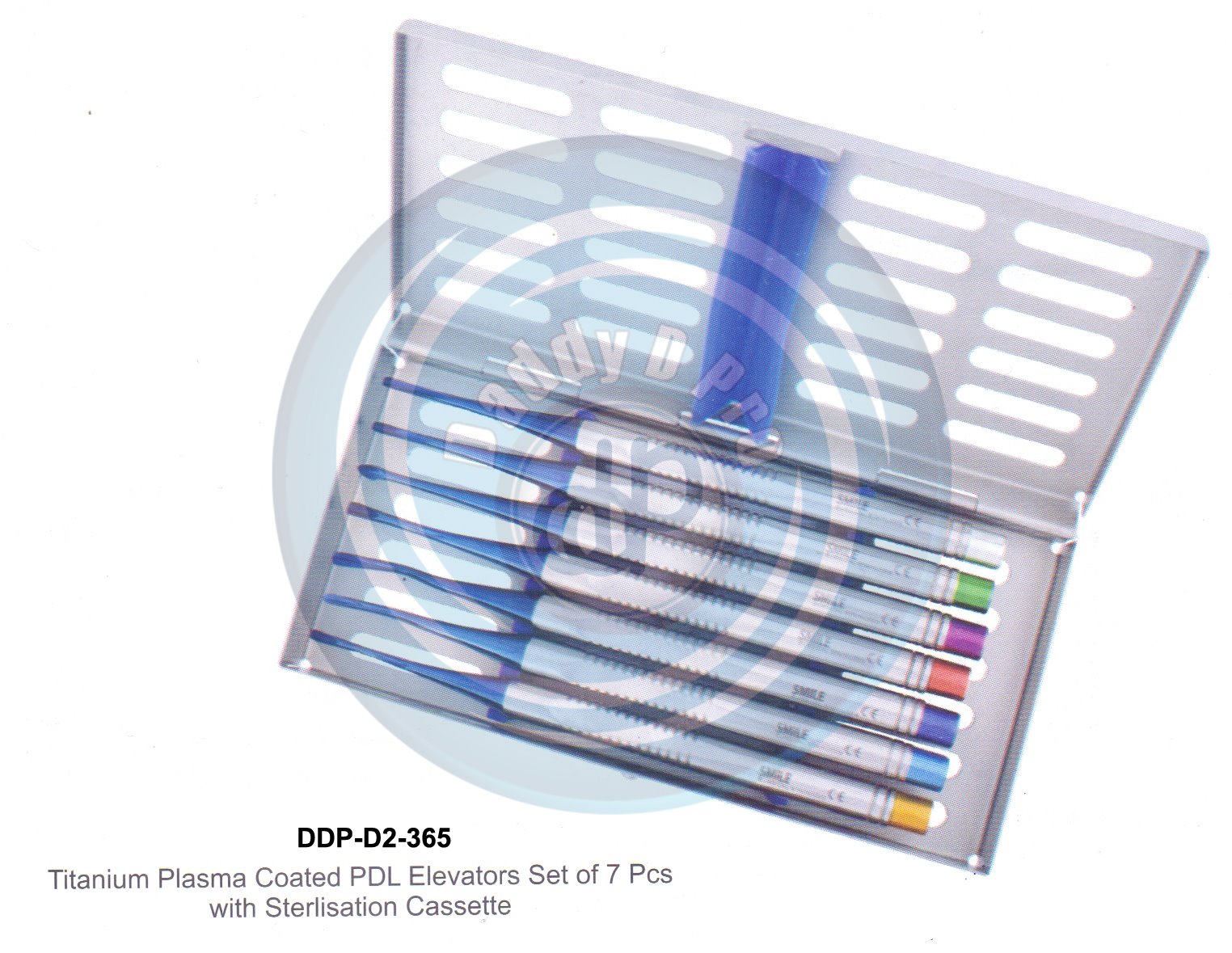 ROOTS ELEVATORS TITANIUM PLASMA COATED PDL ELEVATORS SET OF 7 PCS WITH STERLIZATION CASSETTLE
