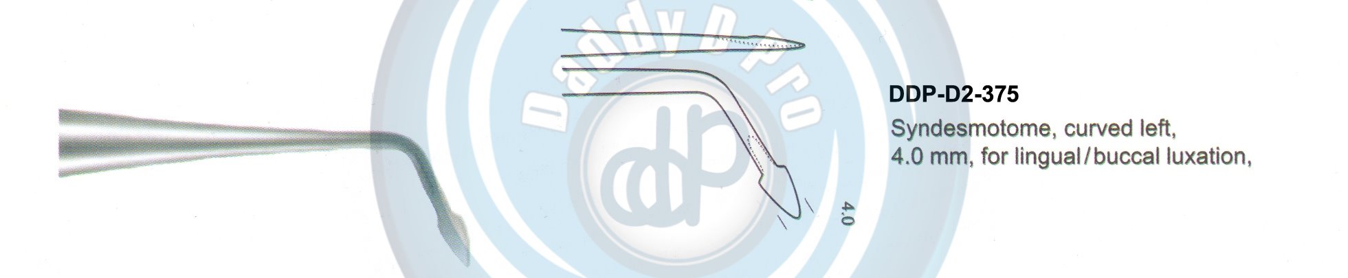 ROOTS ELEVATORS PDL ELEVATORS PROXIMATOR, SYNDESMOTOME, CURVED LEFT, 4.0MM, FOR FOR LINGUAL/BUCCAL LUXATION