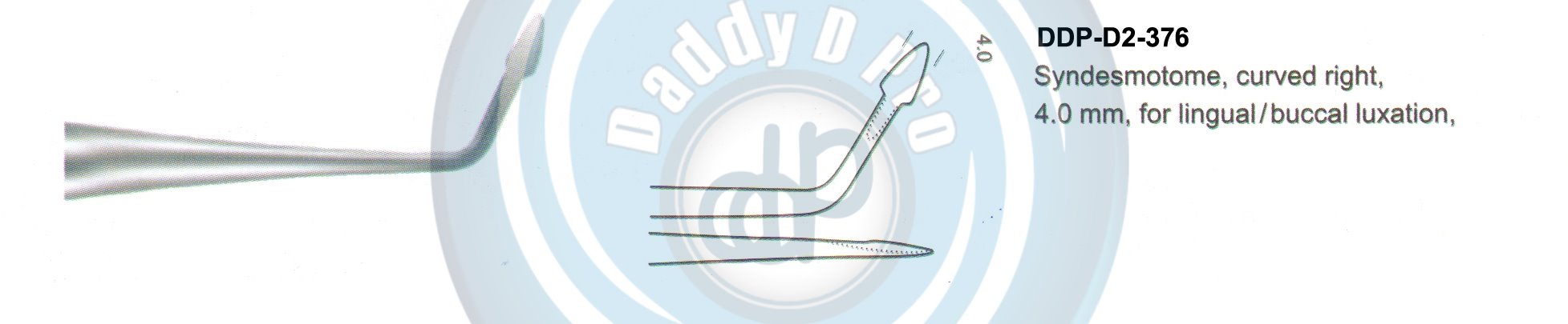 ROOTS ELEVATORS PDL ELEVATORS PROXIMATOR, SYNDESMOTOME, CURVED RIGHT, 4.0MM, FOR FOR LINGUAL/BUCCAL LUXATION