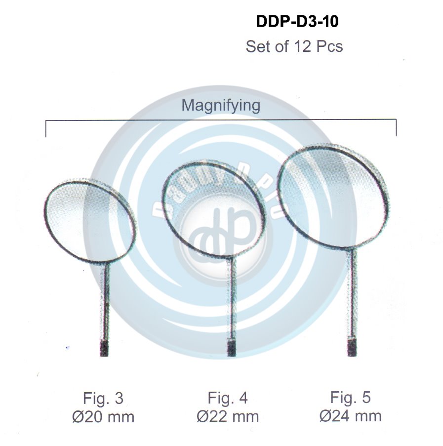 MIRRORS & HANDLES MAGNIFYING SET OF 12 PCS