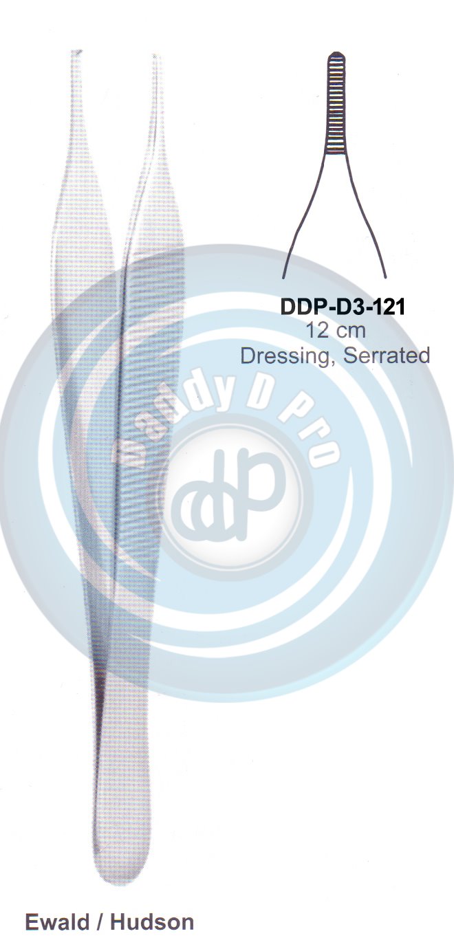 DENTAL TWEEZERS EWALD / HUDSON 12 CM DRESSING SERRATED