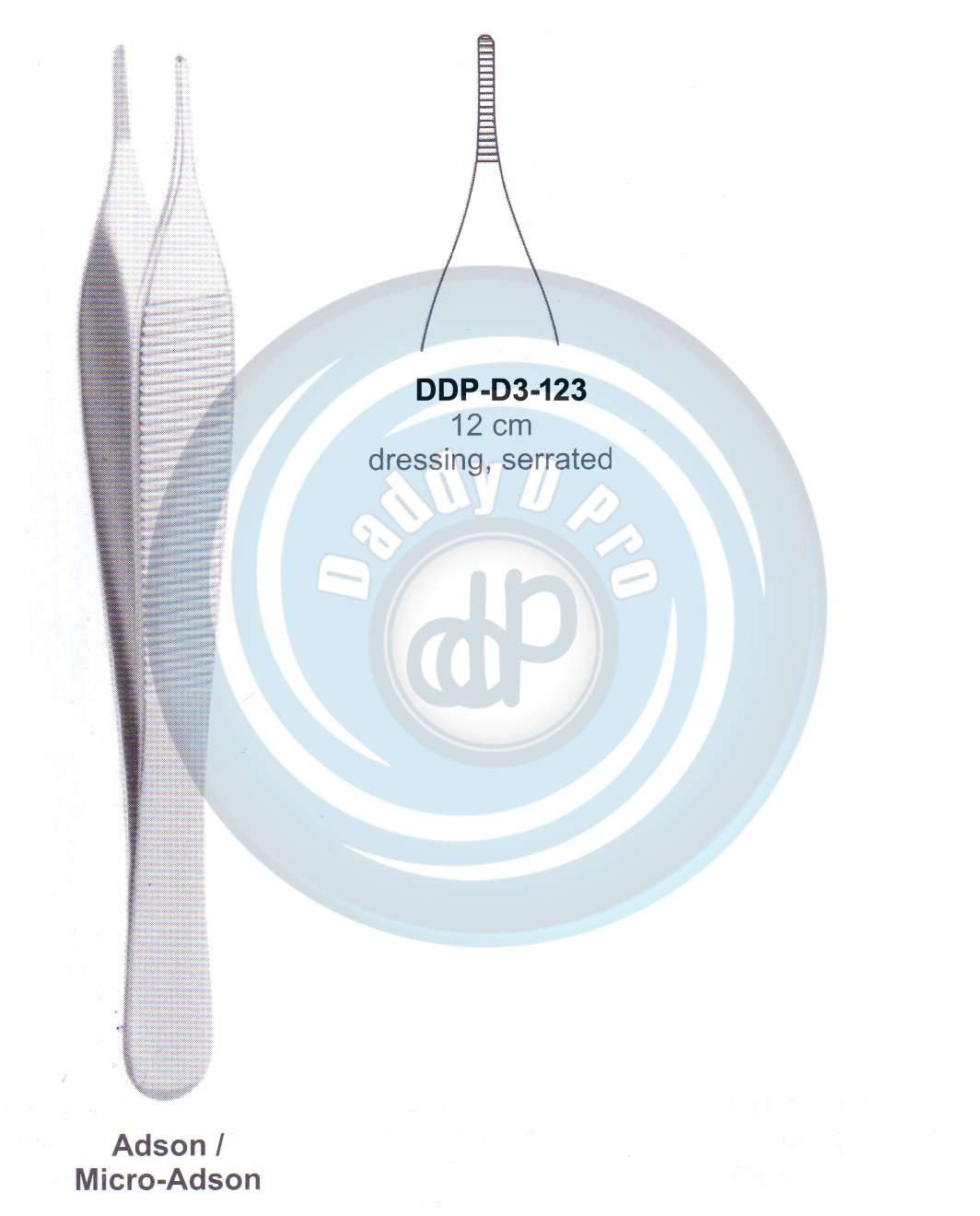 DENTAL TWEEZERS ADSON/MICRO-ADSON 12CM DRESSING SERRATED
