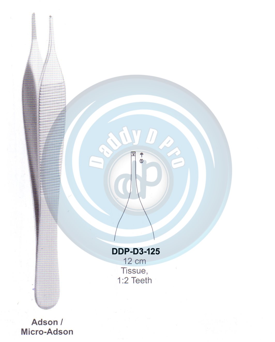 DENTAL TWEEZERS ADSON/MICRO-ADSON 12CM TISSUE 1X2 TEETH
