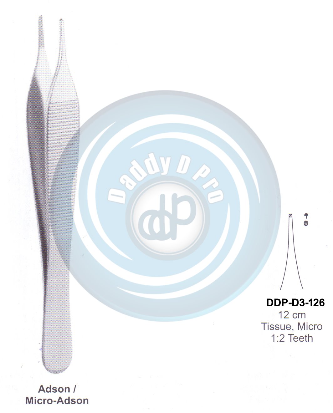DENTAL TWEEZERS ADSON/MICRO-ADSON 12CM MICRO TISSUE 1X2 TEETH