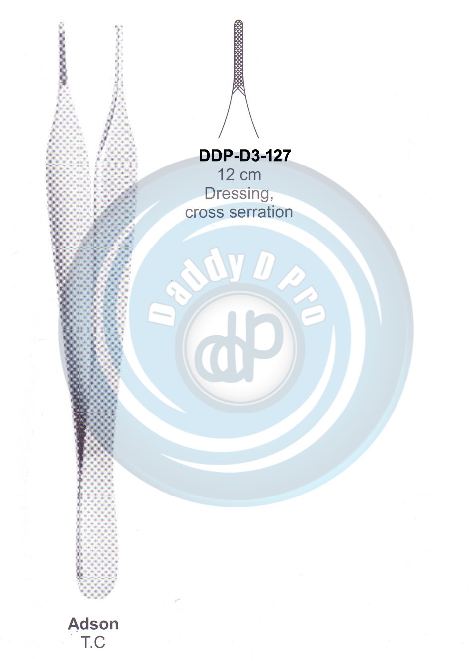 DENTAL TWEEZERS ADSON T.C 12CM DRESSING CROSS SECTION
