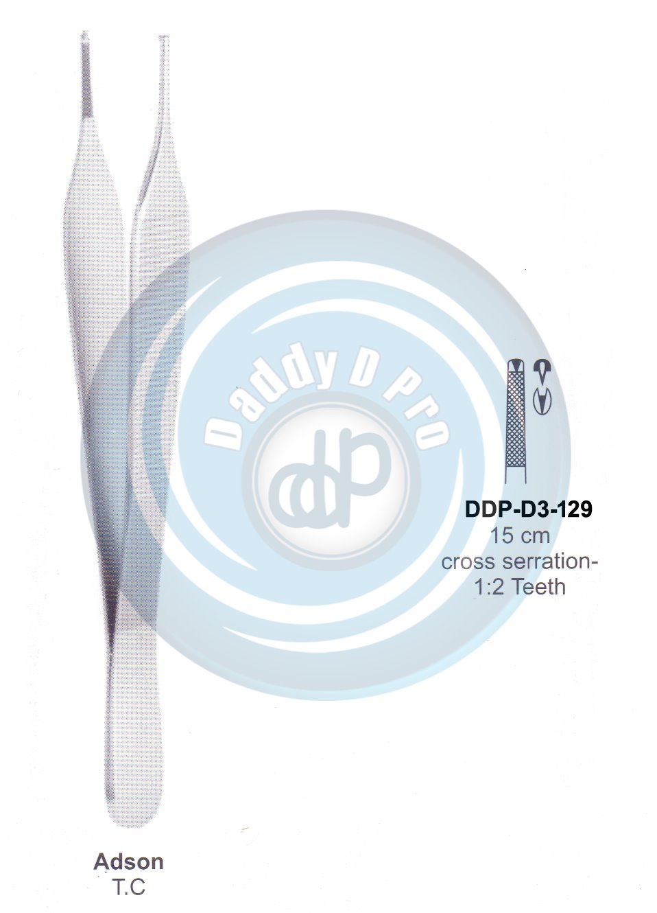 DENTAL TWEEZERS ADSON T.C 15CM DRESSING CROSS SECTION 1X2 TEETH