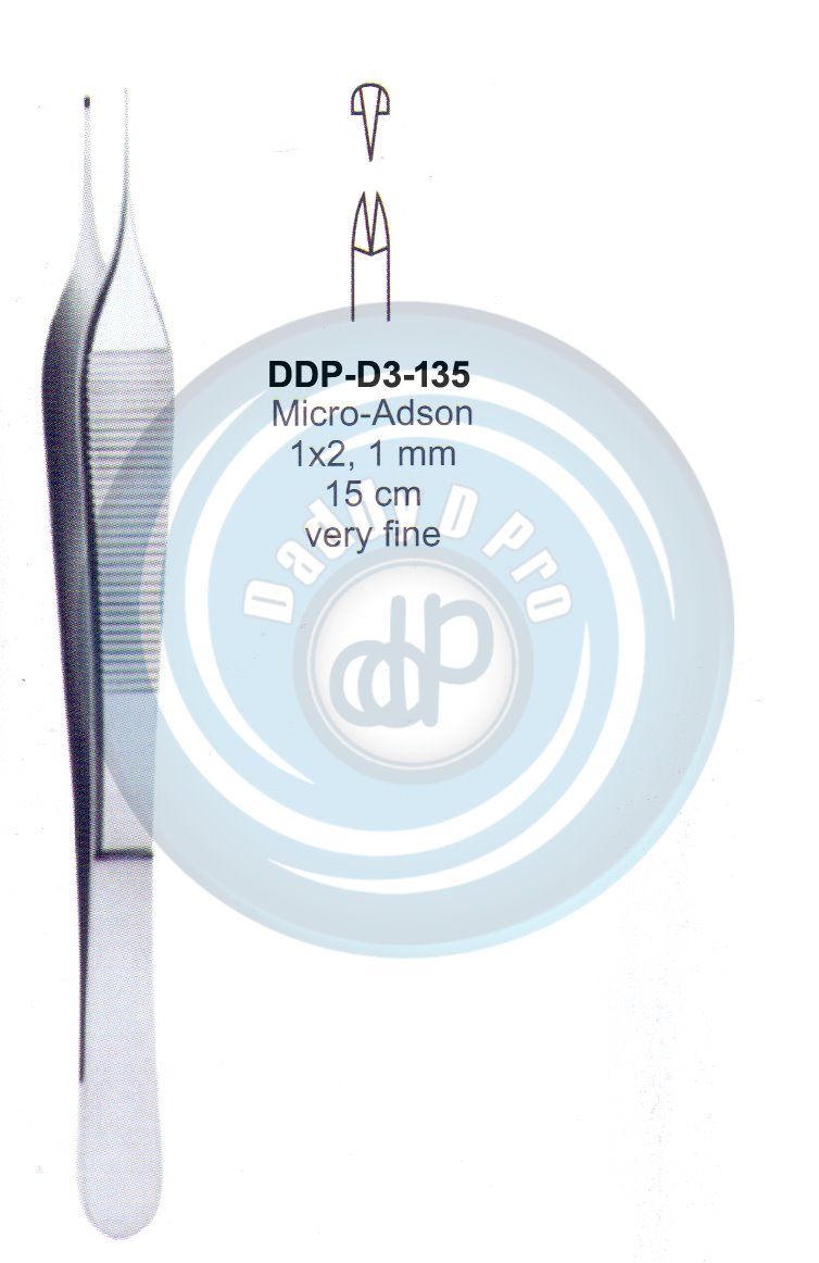 DENTAL TWEEZERS MICRO-ADSON 1X2 TEETH , 1 MM 15CM  VERY FINE