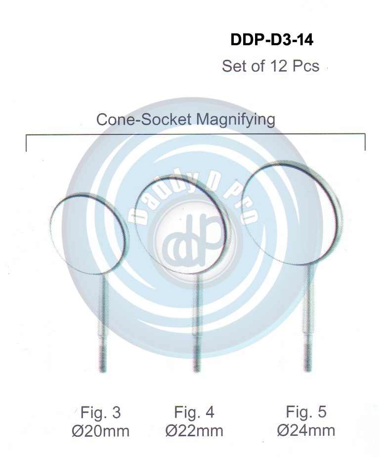 MIRRORS & HANDLES CONE-SOCKET MAGNIFYING  SET OF 12 PCS