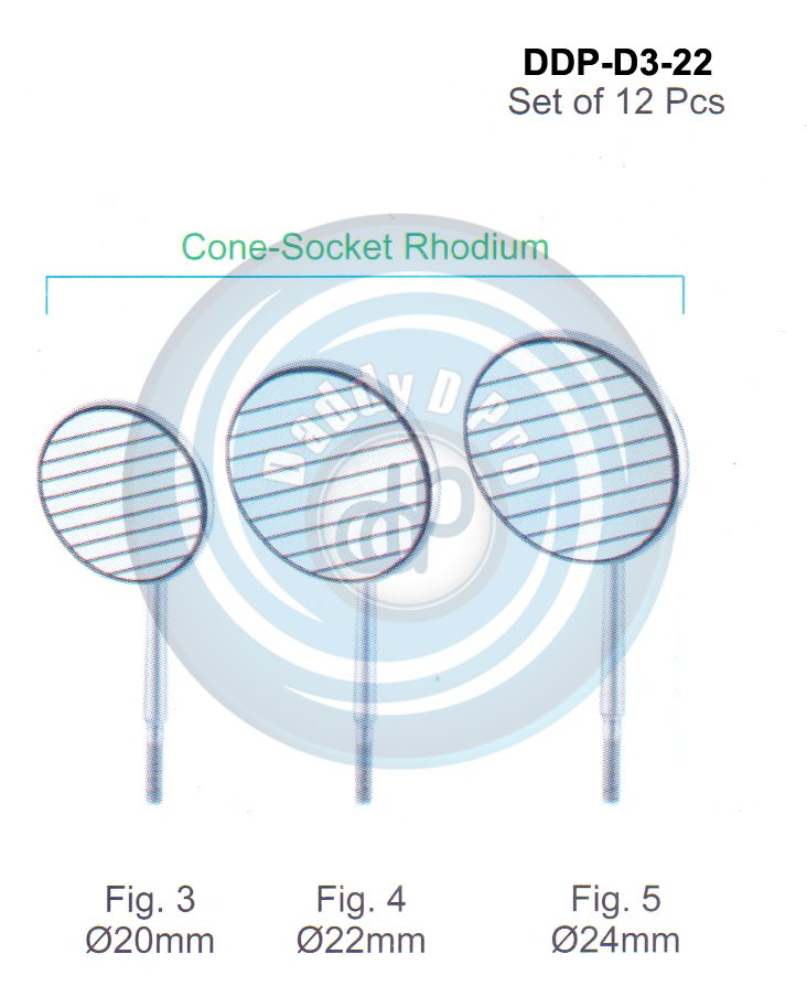 MIRRORS & HANDLES CONE-SOCKET RHODIUM SET OF 12 PCS