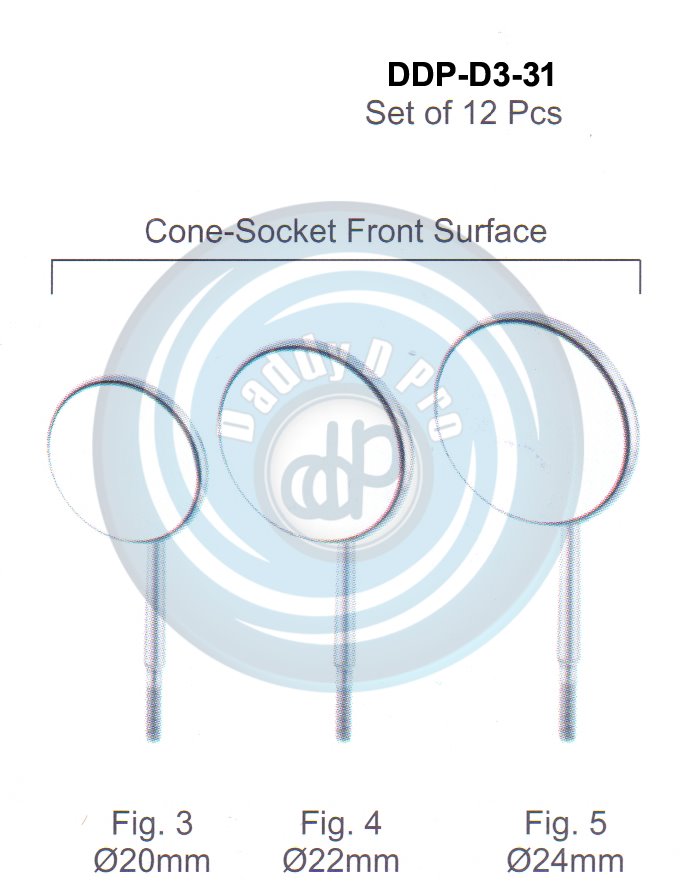 MIRRORS & HANDLES CONE-SOCKET FRONT SURFACE SET OF 12 PCS