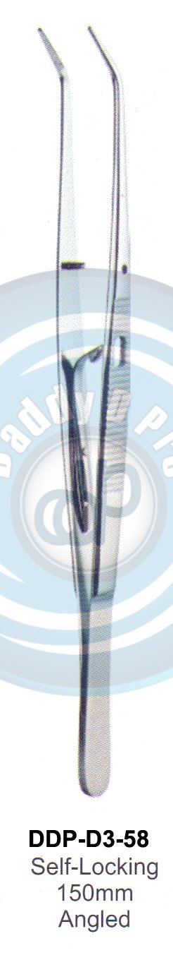 DENTAL TWEEZERS SELF-LOCKING 150MM ANGLED
