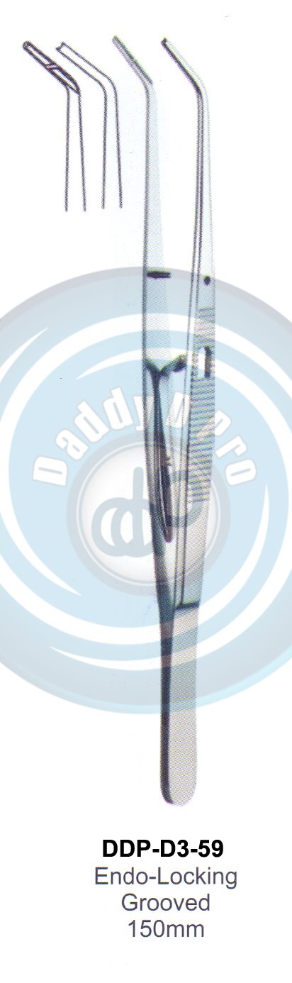 DENTAL TWEEZERS ENDO-LOCKING GROOVED 150MM