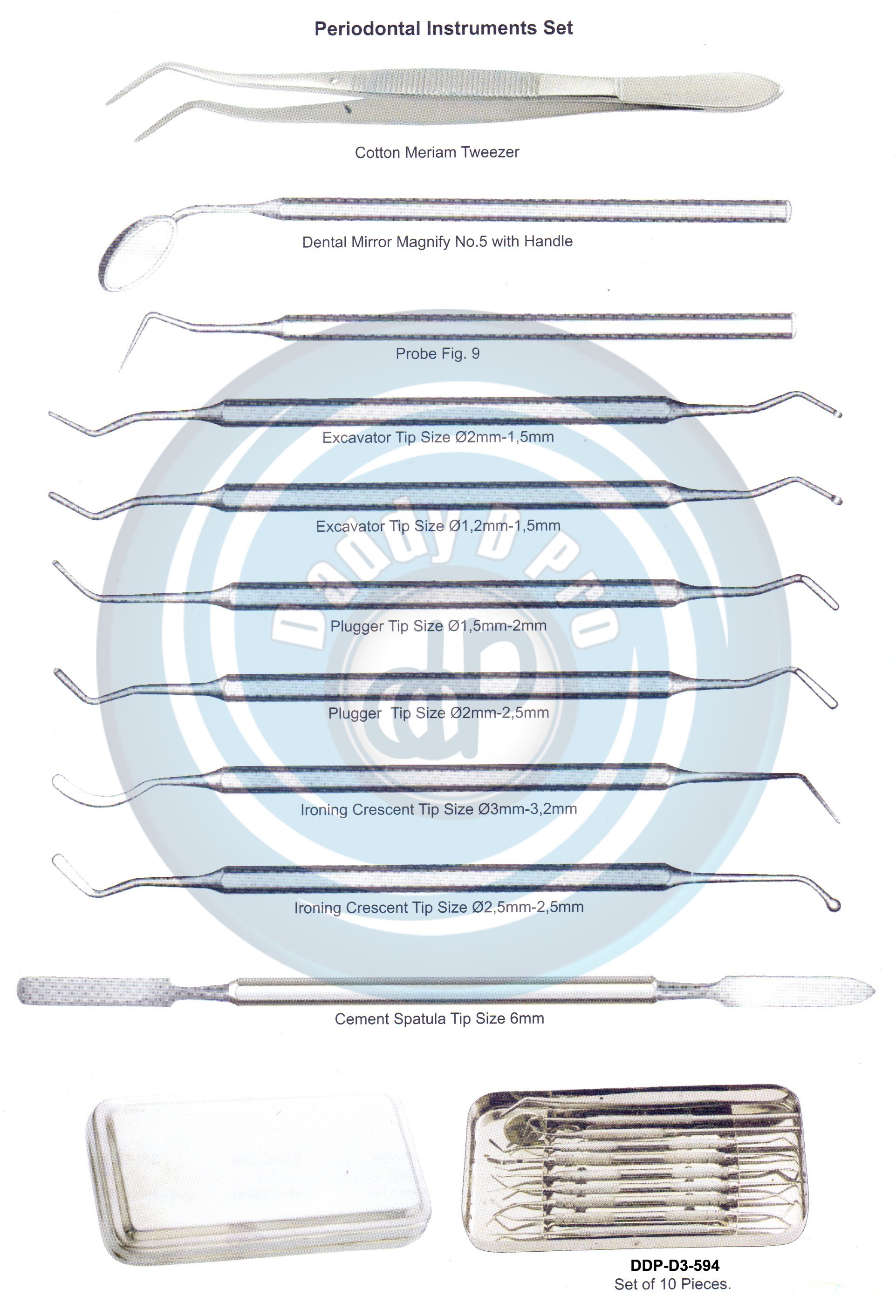 PERIODONTAL INSTRUMENTS SET SOF 10 PCS.