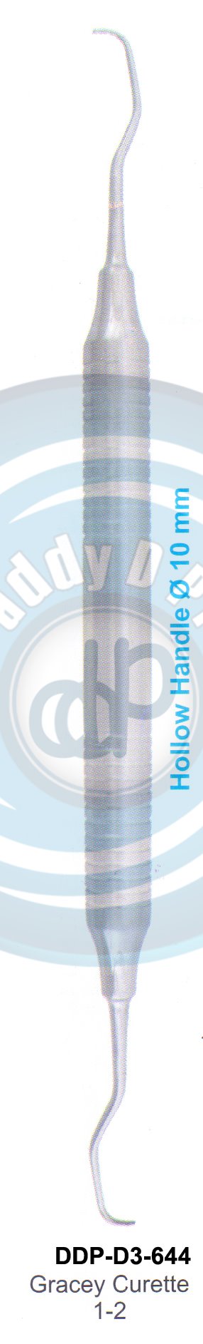 DENTEL CURETTES GRACEY CURETTES 1-2 HOLLOW HANDLE 10MM