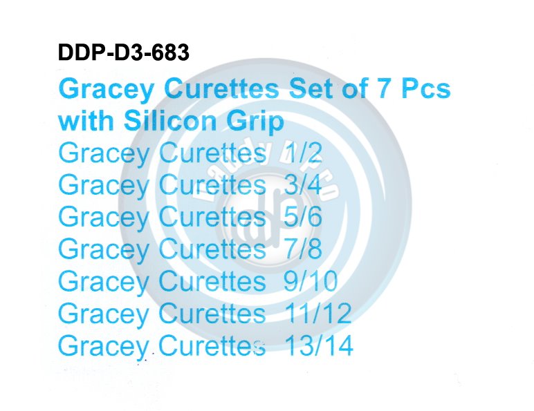 DENTEL CURETTES GRACEY CURETTES ABOVE SET OF 7 PCS  WITH SILICON GRIP