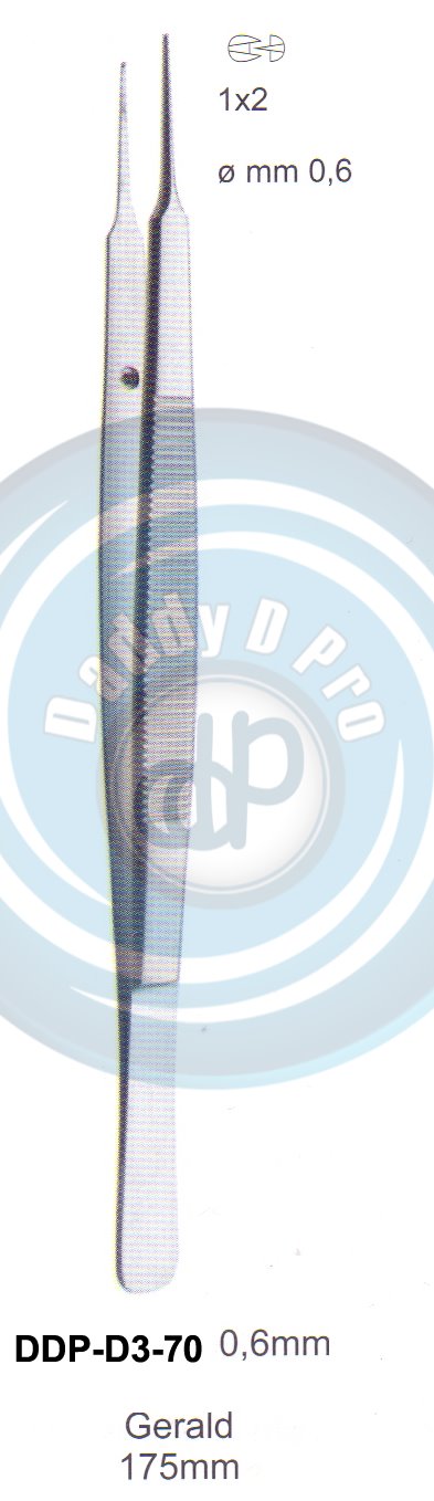 DENTAL TWEEZERS GERALD 175MM 1X2 TEETH 0.6MM