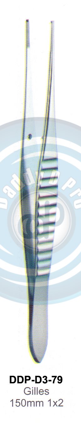 DENTAL TWEEZERS GILLES 150MM  1X2 TEETH