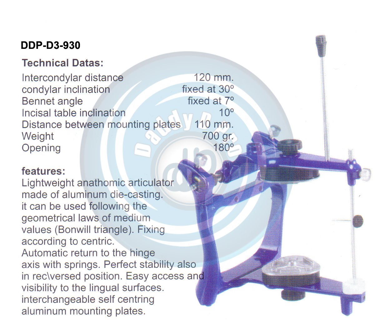 ARTICULATORS    TECHNICAL DATAS