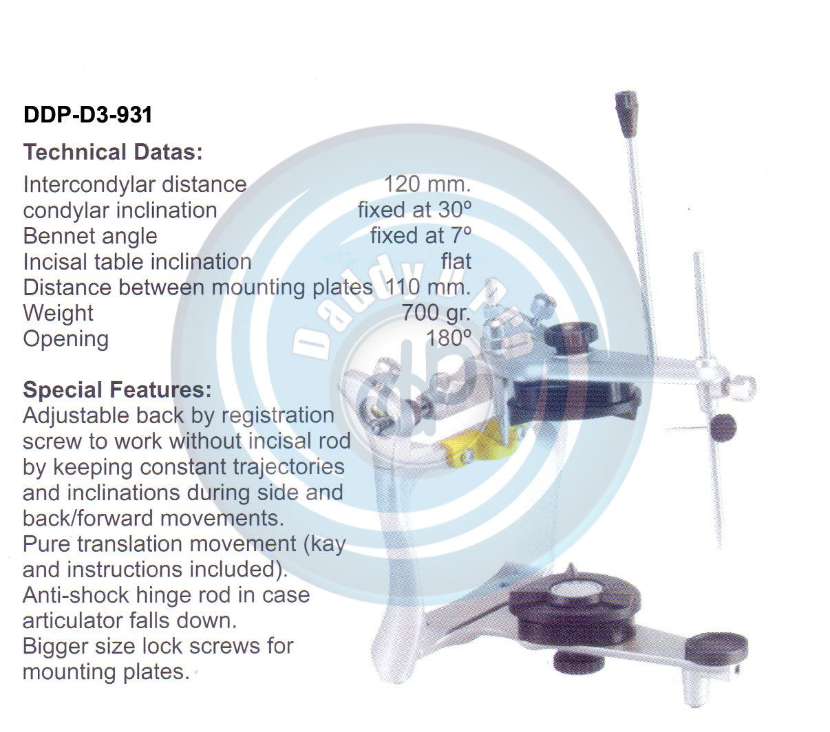 ARTICULATORS    TECHNICAL DATAS