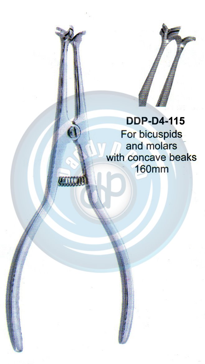 PLIERS OF ORTHODONTIC & PROSTHETICS   FOR BICUSPIDS AND MOLARS WITH CONCAVE BEAK 160MM