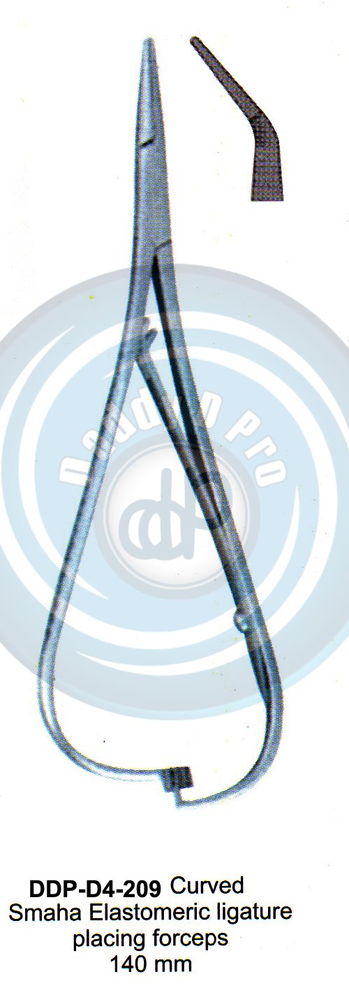 PLIERS OF ORTHODONTIC & PROSTHETICS  SMAHA ELASTMERIC LIGATURE PLACING FORCEPS 140MM CURVED