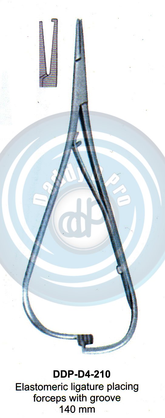 PLIERS OF ORTHODONTIC & PROSTHETICS ELASTMERIC LIGATURE PLACING FORCEPS WITH GROOVE 140MM