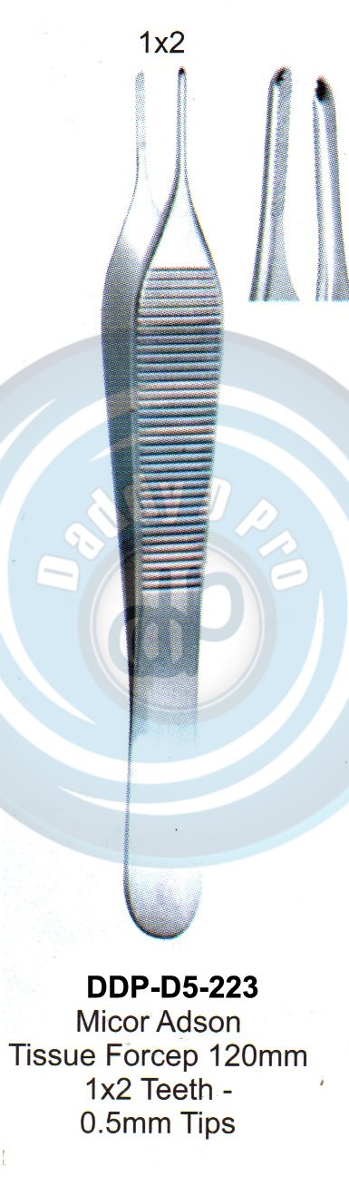INSTRUMENTS FOR IMPLANTS TIISSUE MEMBRANE FORCEPS MICOR ADSON TISSUE FORCEPS 120MM 1X2 TEETH