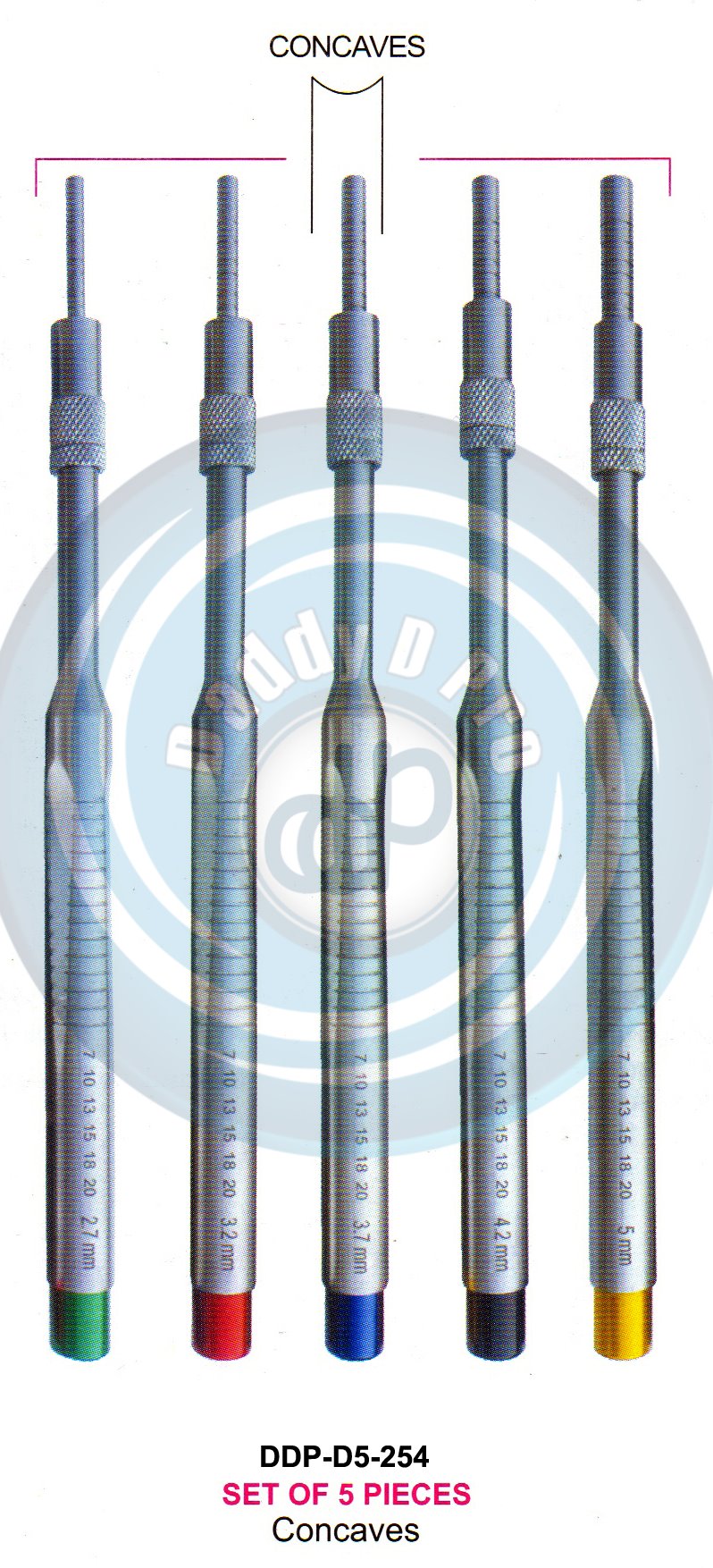 INSTRUMENTS FOR IMPLANTS CONCAVES  SET OF ABOVE 5 PCS