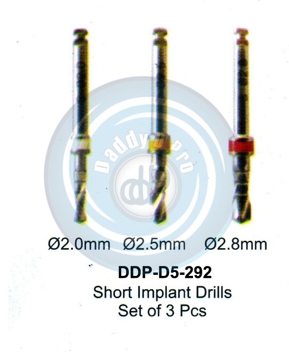 INSTRUMENTS FOR IMPLANTS SHORT IMPLANT DRILLS SET OF 3 PCS