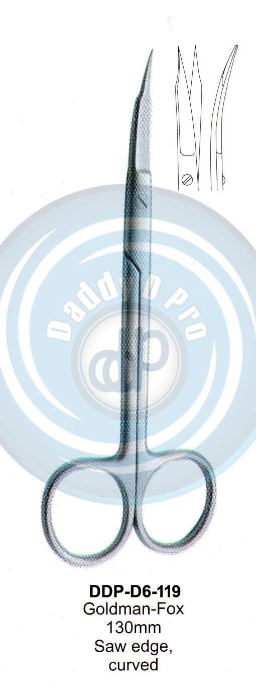 SCISSORS, SUPER CUT , TUNSTEN CARBIDE GUM SCISSORS GOLDMAN-FOX 130MM CURVED