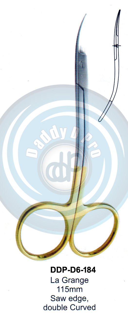 SCISSORS, SUPER CUT , TUNSTEN CARBIDE  T.C. GOLD IRIS LA GRANGE 115MM SAW EDGE , DOUBLE CURVED