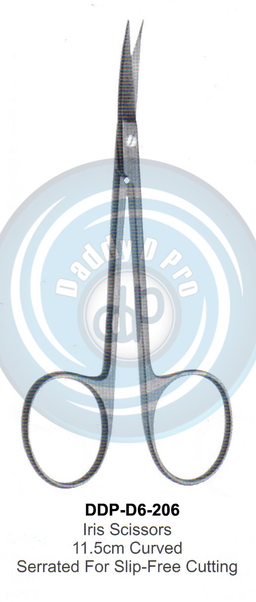 SCISSORS, SUPER CUT , TUNSTEN CARBIDE  IRIS SCISSORS 11.5CM CURVED SERRATED FOR SLIP-FREE CUTTING
