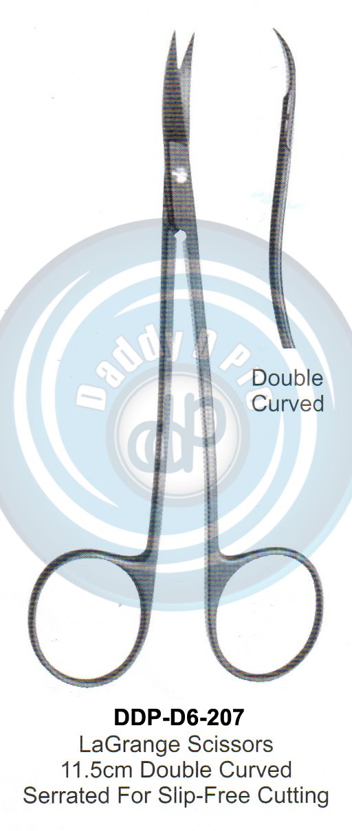 SCISSORS, SUPER CUT , TUNSTEN CARBIDE LaGRANGE 11.5CM CURVED SERRATED FOR SLIP-FREE CUTTING