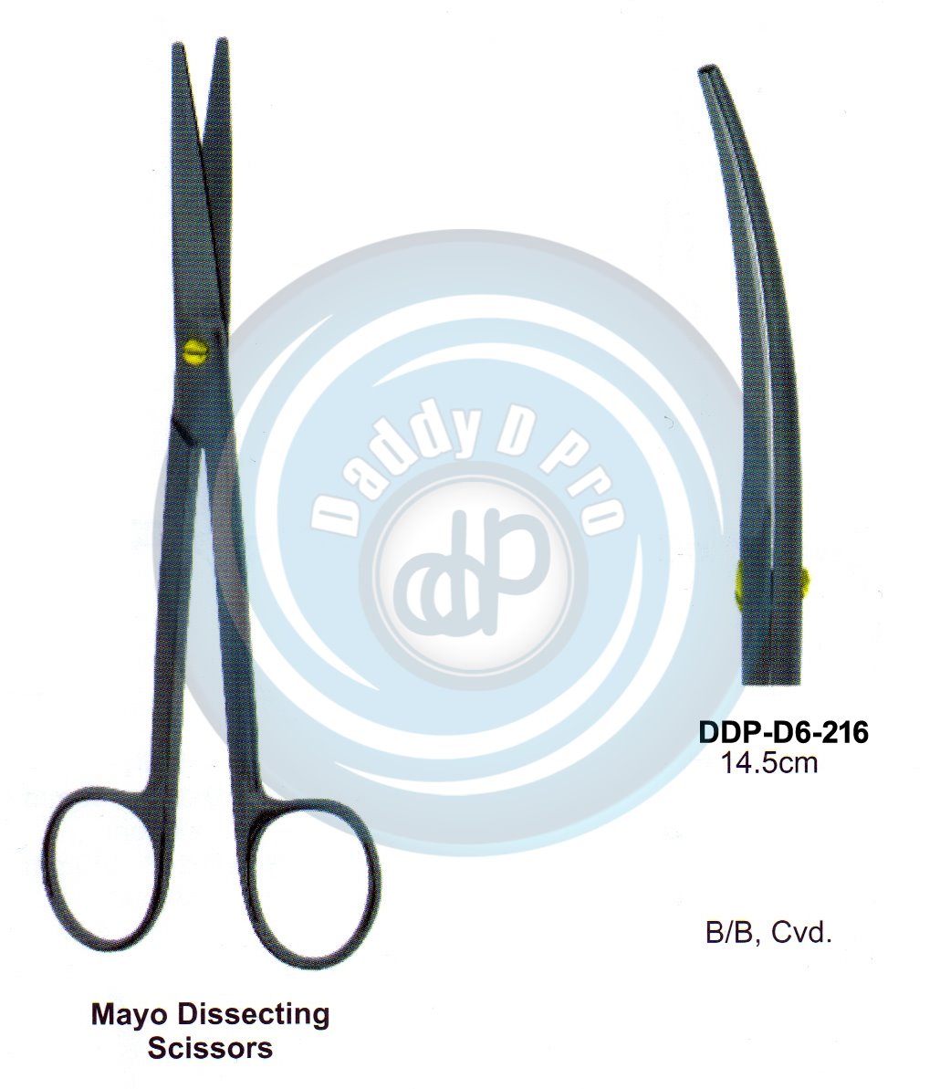 SCISSORS, SUPER CUT , TUNSTEN CARBIDE T.C. / CREMIC COATED SCISSORS MAYO DISECTING SCISSORS 14.5CM CURVED