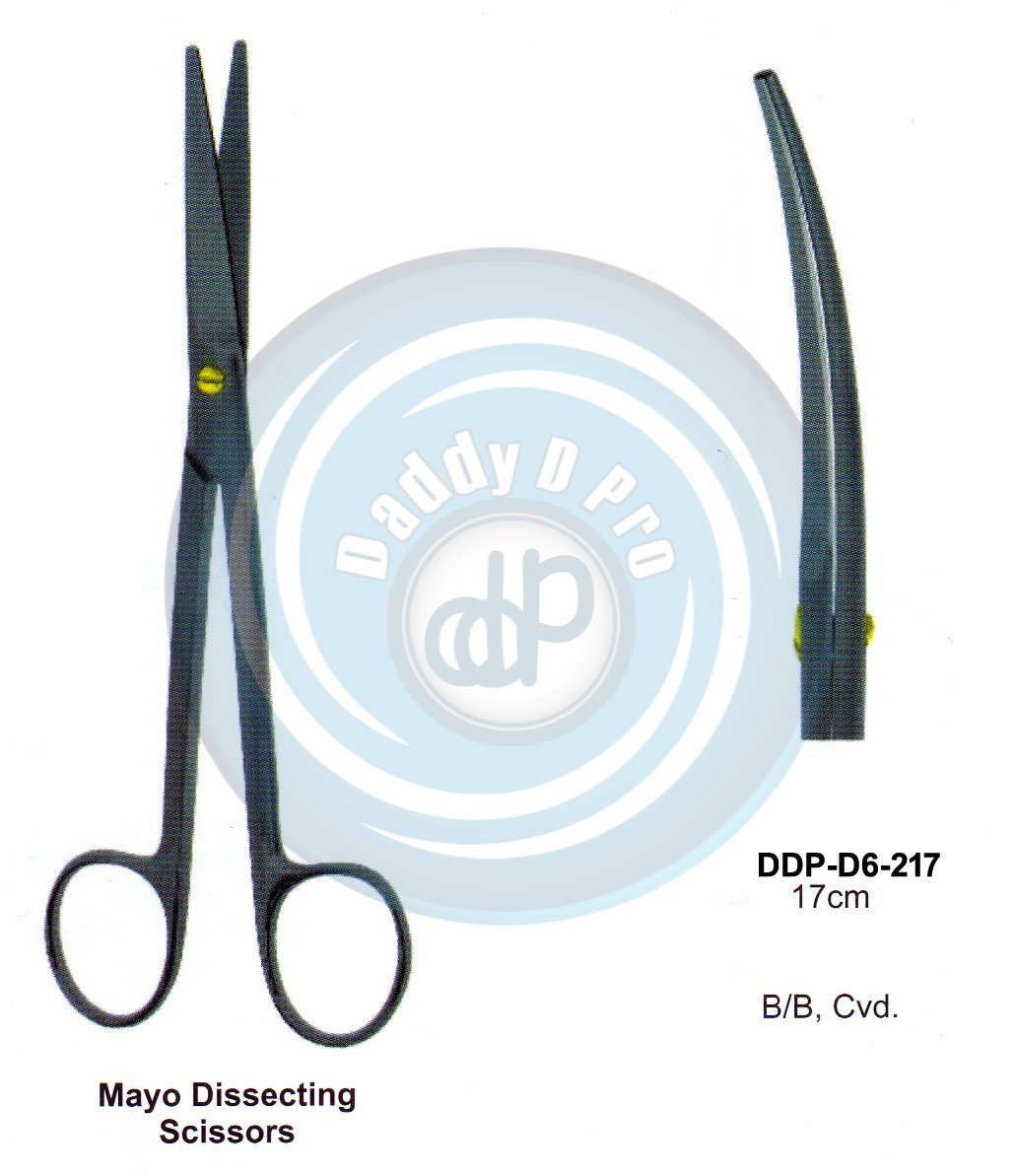 SCISSORS, SUPER CUT , TUNSTEN CARBIDE T.C. / CREMIC COATED SCISSORS MAYO DISECTING SCISSORS 14.5CM CURVED