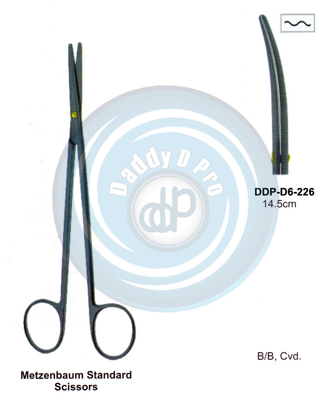 SCISSORS, SUPER CUT , TUNSTEN CARBIDE T.C. / CREMIC COATED SCISSORS METZENBAUN STANDARD SCISSORS 14.5CM CURVED