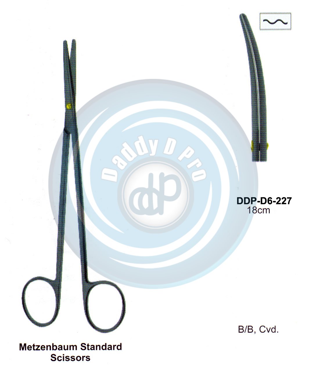 SCISSORS, SUPER CUT , TUNSTEN CARBIDE T.C. / CREMIC COATED SCISSORS METZENBAUN STANDARD SCISSORS 18CM CURVED