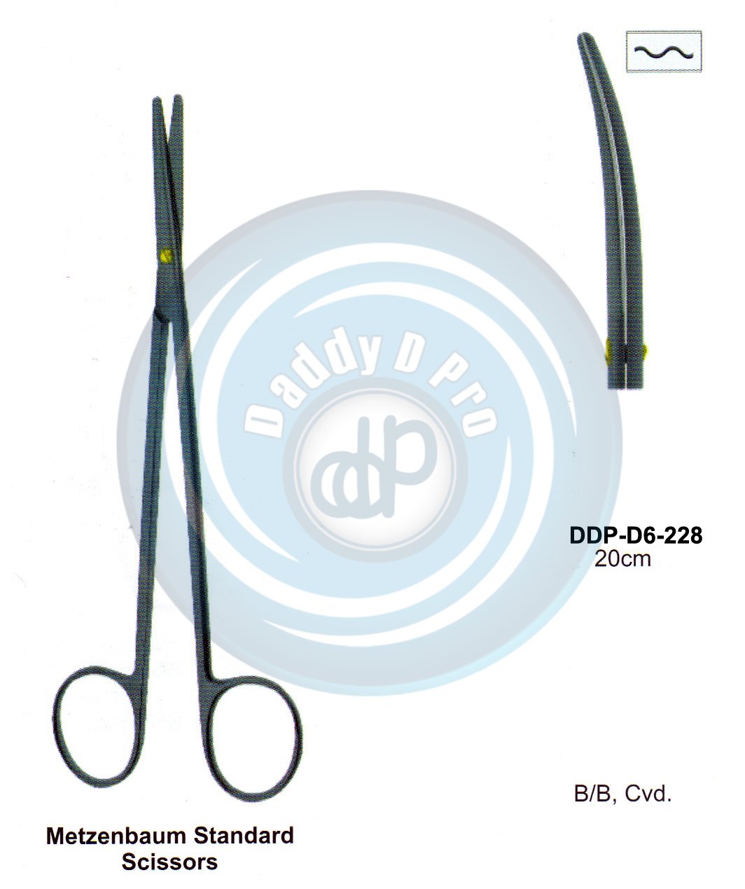 SCISSORS, SUPER CUT , TUNSTEN CARBIDE T.C. / CREMIC COATED SCISSORS METZENBAUN STANDARD SCISSORS 20CM CURVED
