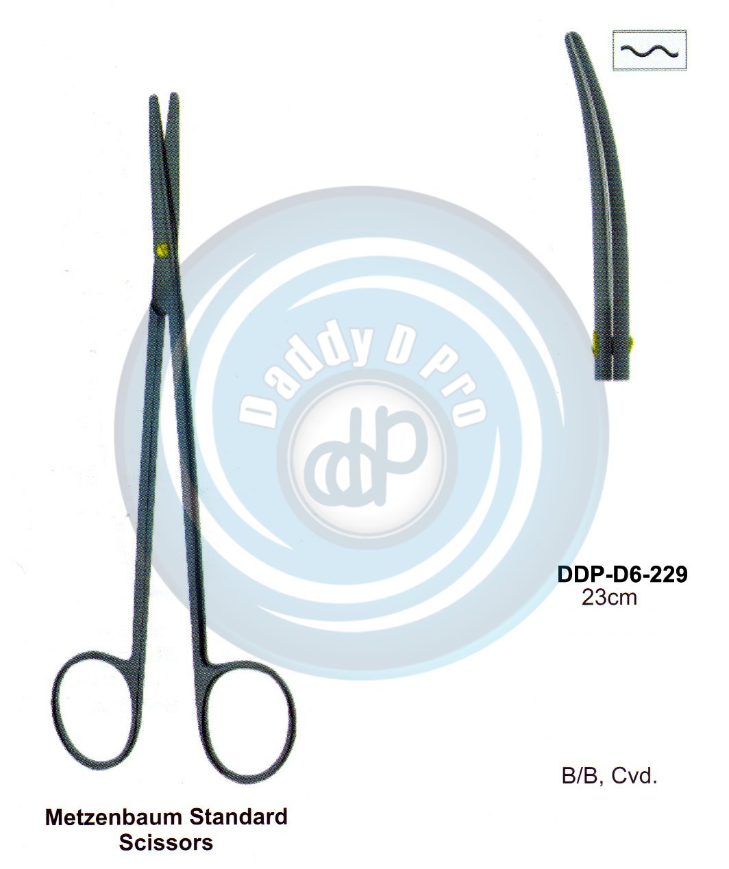 SCISSORS, SUPER CUT , TUNSTEN CARBIDE T.C. / CREMIC COATED SCISSORS METZENBAUN STANDARD SCISSORS 23CM CURVED