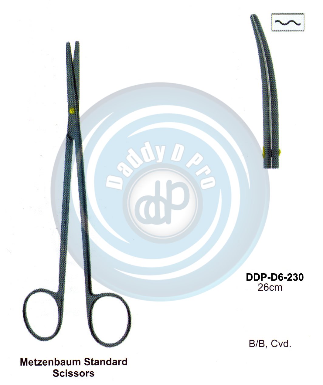 SCISSORS, SUPER CUT , TUNSTEN CARBIDE T.C. / CREMIC COATED SCISSORS METZENBAUN STANDARD SCISSORS 24CM CURVED