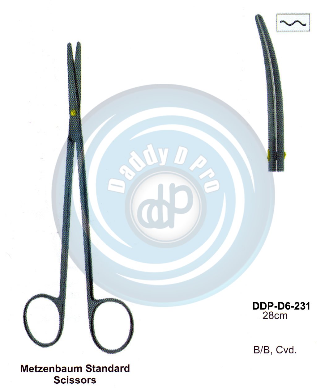 SCISSORS, SUPER CUT , TUNSTEN CARBIDE T.C. / CREMIC COATED SCISSORS METZENBAUN STANDARD SCISSORS 28CM CURVED