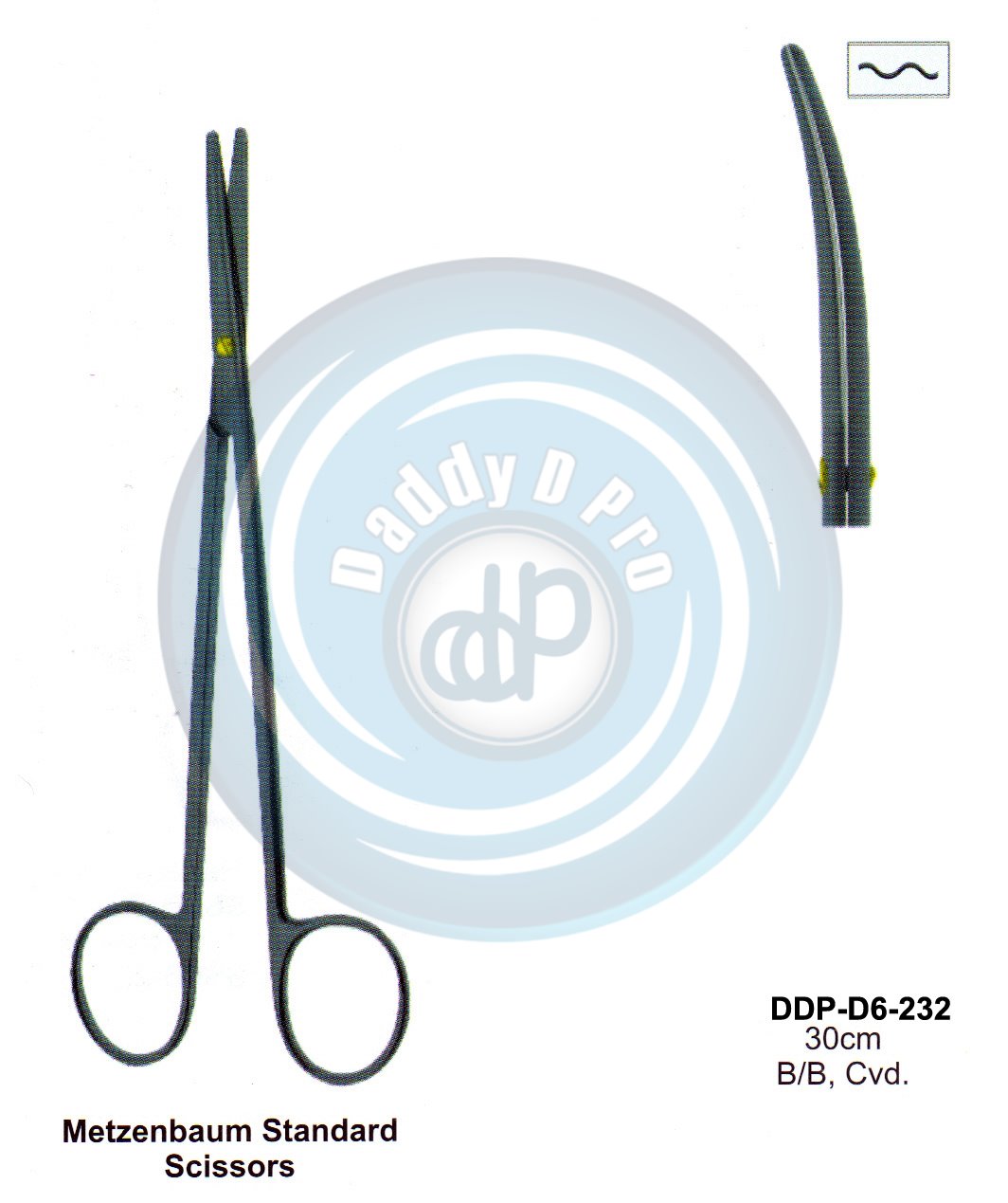 SCISSORS, SUPER CUT , TUNSTEN CARBIDE T.C. / CREMIC COATED SCISSORS METZENBAUN STANDARD SCISSORS 30CM  B/B CURVED