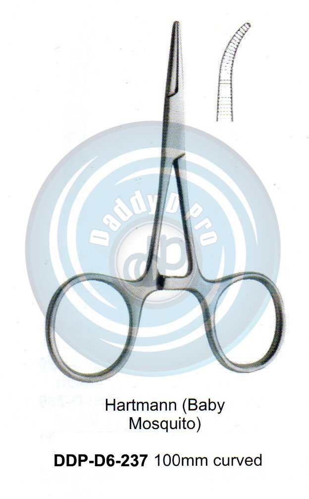 FORCEPS, NEEDLE HOLDER, CLAMPS HARTMANN (BABBY MOSQUITE) 110MM CURVED