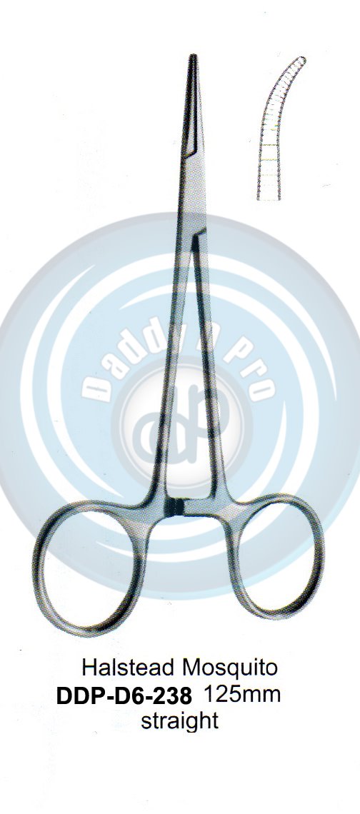 FORCEPS, NEEDLE HOLDER, CLAMPS HALSTEAD MOSQUITO 125MM STRAIGHT